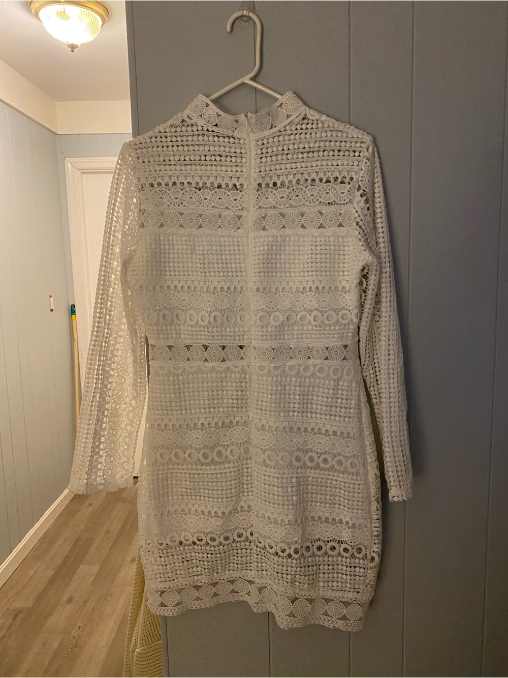 CBR White Crochet Lace Long Sleeve Dress